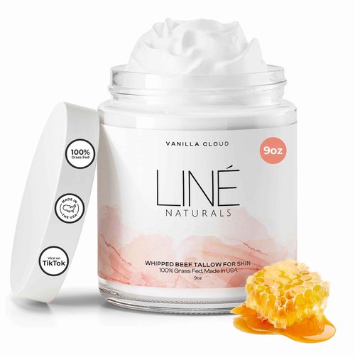 Whipped Organic Grass-Fed Beef Tallow for Skin - 100% Pure, Non-Greasy, Natural Beef Tallow Moisturizer for Face and Body. Honey Beef Tallow Balm – Soothes Sensitive Skin, Absorbs Quickly