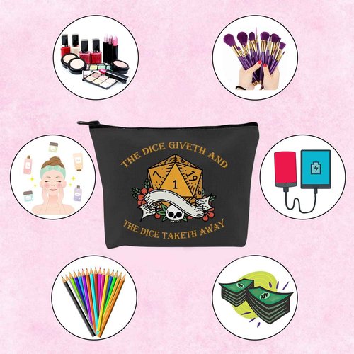 D&D Gamer Gift The Dice Giveth and The Dice Taketh Away DM Bag of Holding Zipper Pouch Gamer Dice Bag (TAKETH AWAY)