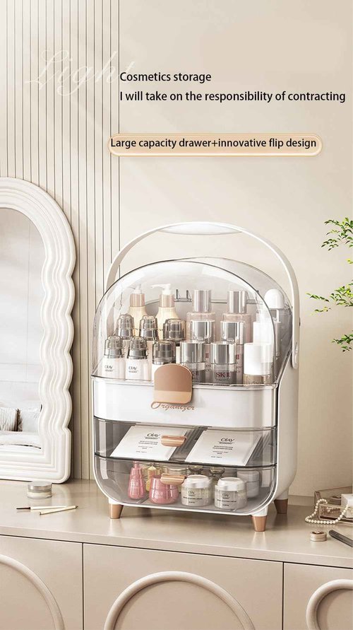 Elegxen Makeup and Skincare Organizer with Multiple Compartment - Stylish & Portable Makeup Organizer Box – Perfect Skin Care Holder for Vanity, Desk, & Bathroom - Ideal for Lipsticks, Brushes, & More