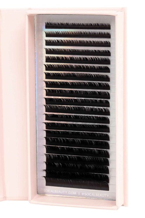 CC Curl Mixed Lash Trays by SoCal Beauty - Faux Mink Eyelash Extensions 20 Rows per Tray, Color-Coded, Aluminum Backing & Window View - Salon Quality Lashes