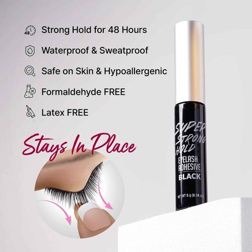 i-ENVY Super Fast Quick Dry Clear & Super Strong Hold Black Eyelash Adhesive (2 Pack), Long Lasting Strip Lash Glue for Eyelash Extensions, Easy to Apply Brush-On Glue Set, Latex & Formaldehyde Free
