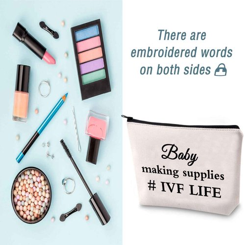 LEVLO Funny IVF Mom Gift IVF Infertility Makeup Bag Baby Making Supplies IVF Lucky Transfer Cosmetic Bag for Women (Baby Making Supplies)
