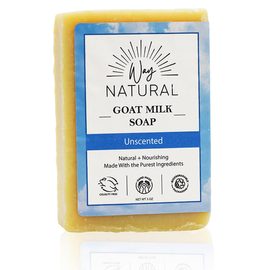 Way Natural Goat Milk Soap Bar, Unscented (1 Hand/Body Soap Bar) - Gentle, No Dyes, Real Goat Milk Bar Soap for Men & Women - Natural Unscented Soap Bar, Organic Goat Soap (Large, 5oz)