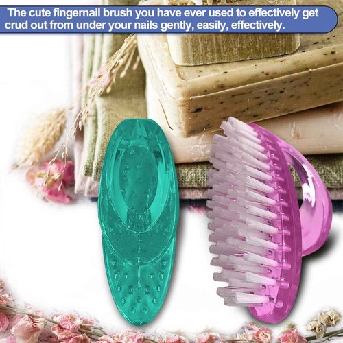 Bath Brush and Nail Brush Bundle - Bath Brush Long Handle for Shower Medium Stiff Bristle, Nail Brush for Cleaning Fingernails with Stiff Bristle