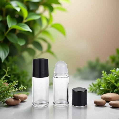 Juroicessry 2Pcs Black 30ML Clear Empty Glass Essential Oil Roller Bottles Vials Containers Refillable Roll-on Bottle,Refillable Cosmetic Containers Refillable,Roller Bottles,Tools and Accessories