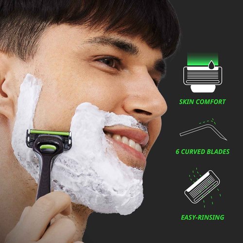 Dorco Pace 6 Pro - Six Blade Razor System with Trimmer - 12 Pack Refill (No Handle)