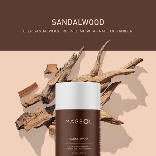 MAGSOL Natural Deodorant for Men, Aluminum Free Deodorant for Women (2 Pack) (Sandalwood)
