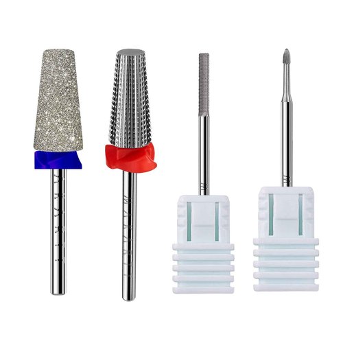 Makartt Tapered Barrel Carbide Diamond Sanding Buffer Bit Bundle 5 in 1 Tungsten Carbide Nail Drill Bit, Safety Cuticle Buffer Bit, Under Nail Cleaner Bit