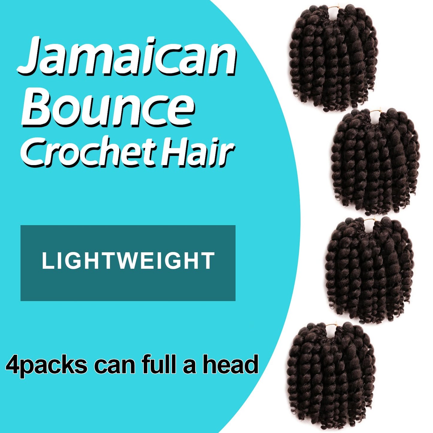 8 Inch Jamaican Bounce Crochet Hair 22 Strands Jumpy Wand Curl Crochet Hair 4 Packs Curly Crochet Hair for Black Women (8 Inch 4 Packs, 4)