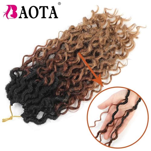 Crochet Hair for Black Women 14 Inch 7 Packs Goddess Locs Crochet Hair Faux Locs Pre-looped River Hair with Curly Ends(1B/30/27#)