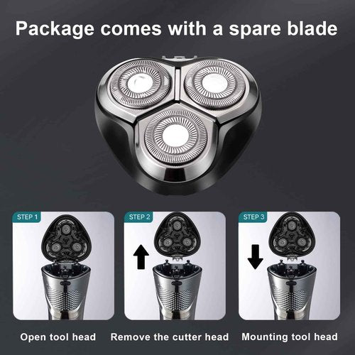Electric Razor for Men with an Extra Head,Waterproof Electric Shaver, Rechargeable Cordless Shavers,USB-C Fast Charging,LED Display,Wet/Dry