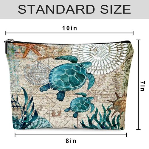 Braytow Sea Ocean Turtle Makeup Bag Travel Portable Cosmetic Pouch Waterproof Toiletry Organizer Storage Bag Zipper Pouch For Women Girls