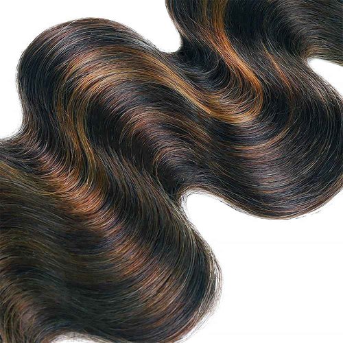 1B30 Highlight Human Hair Bundles Body Wave Light Brown Ombre Bundle Quick Weave Wet and Wavy Unprocessed Native Virgin Raw Trippy Hair Extensions 1 Bundle 22 Inch Double Weft for Black Woman