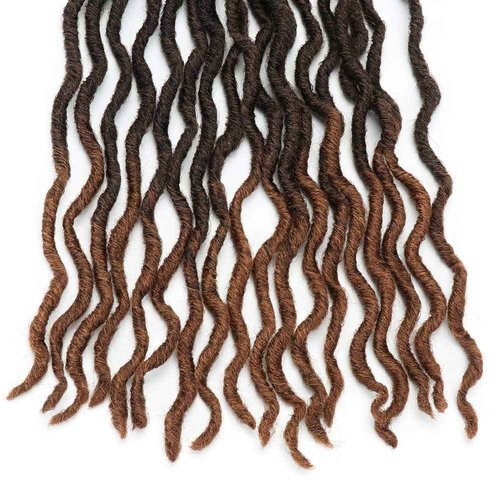 Eliza Wavy Gypsy Locs Ombre Crochet Hair 18" 8Packs/Lot Goddess Locs Synthetic Fiber Faux Locs African Roots Dreadlocs Synthetic Braiding Hair Extensions for Black Women(18",8packs,OM3T430)
