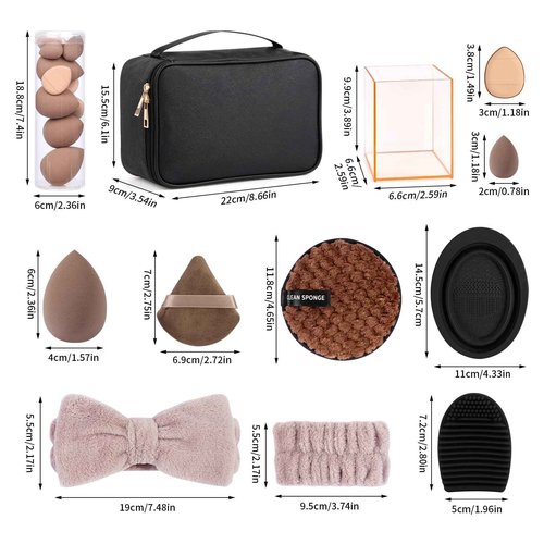 MAGEFY Makeup Brushes 37 Pcs Makeup Kit, Multi-functional Makeup Tool Set with Double-End Powder Blush Eyeshadows Brush Make up Brushes Set Bag,Champagne