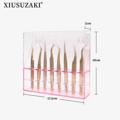 XIUSUZAKI Tweezers Storage Box 8 Holes Holder Lash Tweezers Storage for Eyelash Extensions Eyelash Professional(White,Only the Box)