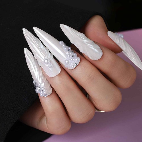 Teenitor Chrome Nail Powder, Crome Powder for Gel Nails with Nail Gems, Pearl Nail Chrome Powder for Nails, Iridescent Aurora Mermaid Chrome Nail Powder, Nail Tools Nail Supplies for Nail Art