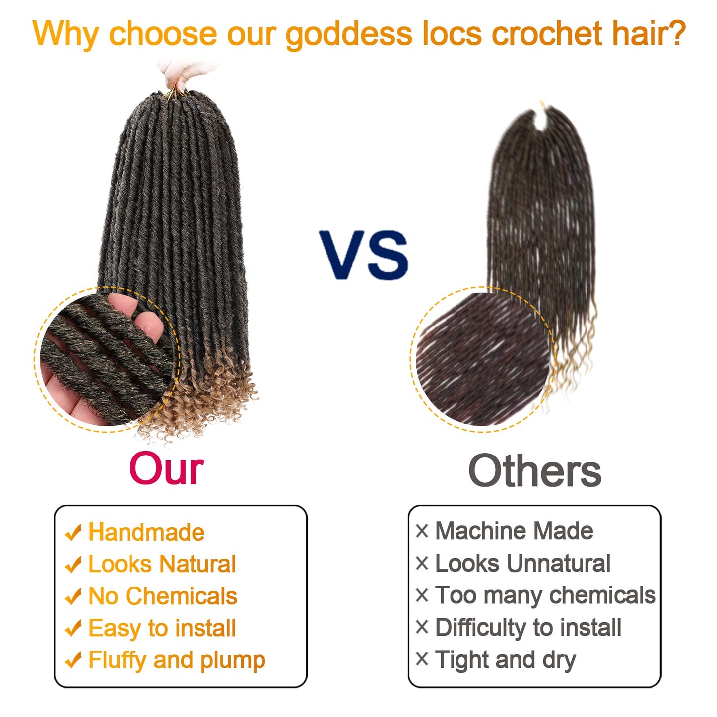 Goddess Locs Crochet Hair 6 Packs 20 Inch Straight Faux Locs Crochet Hair for Black Women, Crochet Pre-Looped Curly Hair Soft Faux Locs Synthetic Braiding Hair Extensions (20 Inch, 6 Packs, 1B-27#)