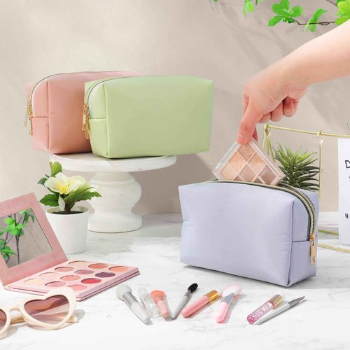 Kigeli 12 Pcs Nylon Makeup Bag Bulk Cosmetic Pouches Preppy Cosmetic Bag for Women Waterproof Travel Zipper Organizer Little Outdoor Accessory Makeup Toiletry Pouches Set(Morandi)