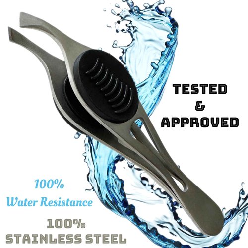 2 ALAZCO Professional Comfort Hold Soft Grip Non-Slip Stainless Steel Slanted Tip Eyebrow Tweezers Facial Hair Removal Ingrown Brows Slant Tweezer Women Men