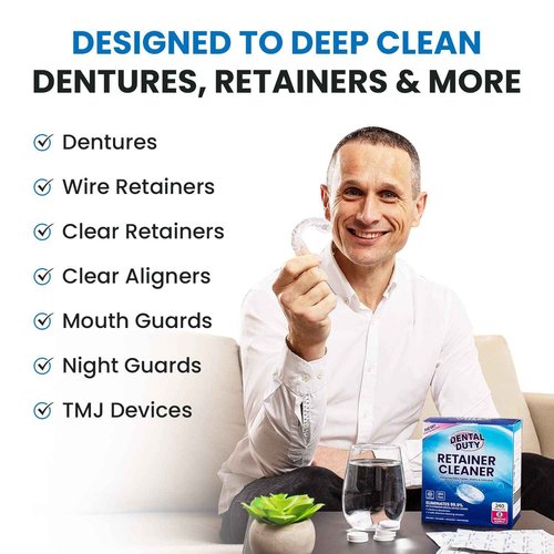 240 Units Retainer and Denture Cleaning Tablets (8 Months Supply) - Cleaner Removes Plaque, Stains from Dentures, Retainers, Night Guards, Mouth Guard, Aligners and Removable Dental Appliances