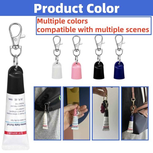 YJNAUPAI 4 pcs Keychain Cap for Aquaphor Lip Balm, Keychain Holder Compatible with Aquaphor 0.35 oz Lip Repair Tubes, Fit Portable Lip Balm Holder
