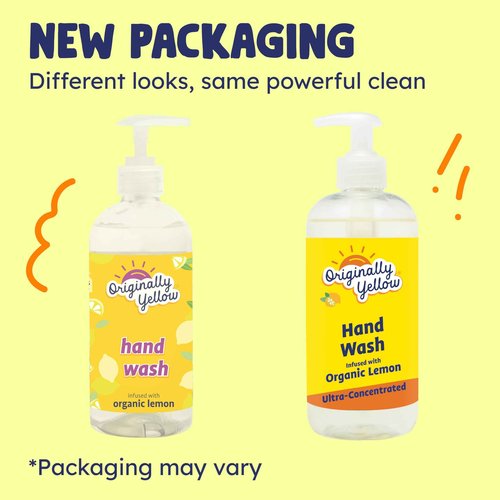 Originally Yellow Plant-Based Hand Soap All Natural Infused with Organic Lemon | Gentle Natural Hand Soap | Pet & Baby-Safe Soap, 16 Fl Oz (3-Pack)