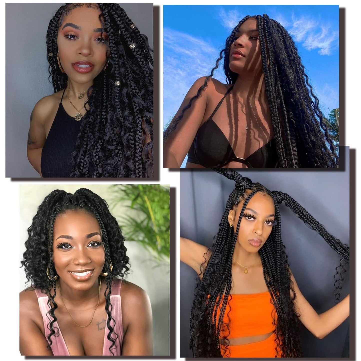 Liang Dian Goddess Box Braids Crochet Hair 14 Inch 8 Packs Boho Box Braids Crochet with Curly Ends Pre looped Synthetic Bohemian Hippie Braids Hair Extensions(14 Inch 27/613 Omber)