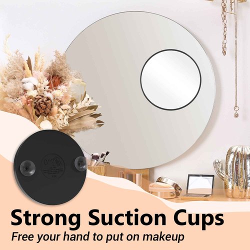 Magnifying Mirror, 10X & 20X & 30X Set, Magnified Mirrors 3.5" with Two Suction Cups, Travel Magnifying Mirror Set Comes with Portable Storage Bag, Compact Small Magnified Mirrors for Travel(Black)