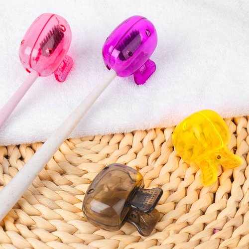 Eaezerav 4 Pack Toothbrush Covers Caps, Tooth Brush Protector Toothbrush Coverings Clips Portable Plastic Tooth Brush Head Case for Travel, Business, Camping, School, Home