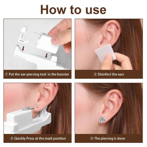 Refesta Ear Piercing Booster, 1Pcs Reusable Ear Piercing Kit Aid and 2 Pcs Disposable Ear Piercing Gun Professional Ears Piercing Helper Tool