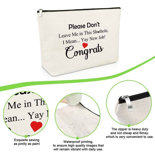 Funny Gifts for Coworker Leaving New Job Makeup Bag Farewell Gifts for Coworkers Congratulation Cosmetic Bag for Employee Colleague Leaving Presents Going Away Presents for Friends Cosmetic Pouch
