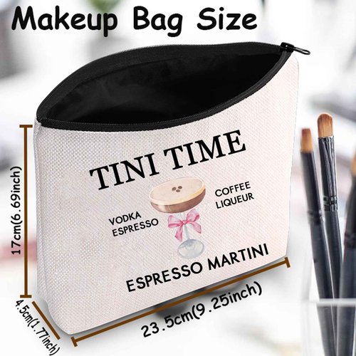 TSOTMO Espresso Martini Makeup Bag Tini Time Gift Cocktail Alcohol Martini Lovers Zipper Pouch (TINI TIME)