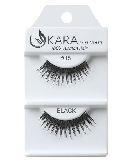 Kara Beauty Human Hair Eyelashes - 15 (Pack of 12)