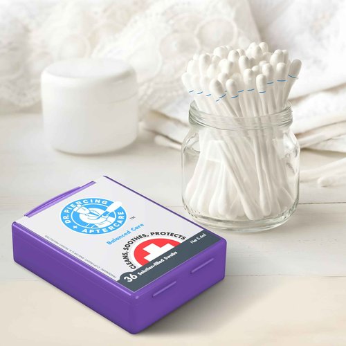 Dr. Piercing Aftercare Swabs - Saline Solution for Piercings - Earring Nose Belly Ear Piercing Cleaner - Saline Wash, Ear Hole Cleaner – Piercing Aftercare Formula - 72 swabs (2-pack)