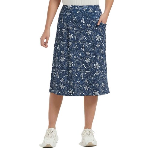NOOYME 28" Skorts for Women with 3 Pockets Modest Knee Length Athletic Midi Skirts (Medium,Navy)