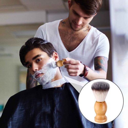 7Pcs Men Shaving Brush Wood Handle, Professional Salon Tools Hand Crafted Shaving Brush Wood Handle Shave Brushes Handmade Nylon Hair Brush for Men