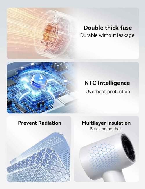 Hair Dryer,150000 RPM High-Speed Blow Dryer 500 Millions Negative Ionic Care Hair Dryer for Fast Drying, 51dB Low Noise Thermo-Control Hairdryer Nozzle for Children,Women,Men
