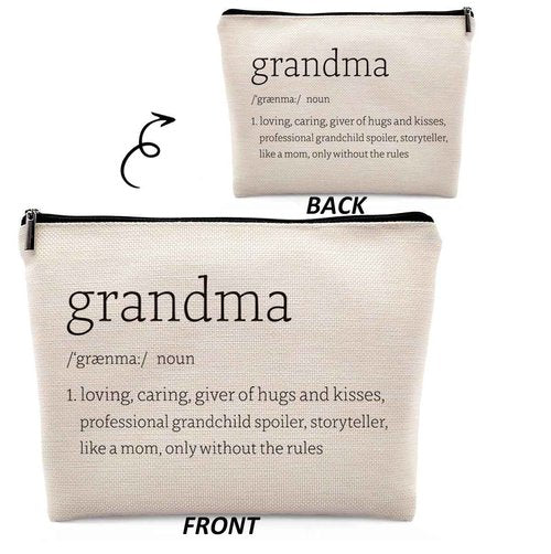 Dwept Mothers Day Gifts for Grandma Cosmetic Bag, Grandma Birthday Gifts from Grandchildren Makeup Bag for Purse, Thanksgiving Christmas Gifts for Nana Mimi Grandma Definition Travel Toiletry Bag