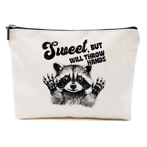 White Elephant Gifts Sarcastic Raccoon Makeup Bag Funny Gifts Humor Cosmetic Bag Raccoon Gifts for Women Friend Sisters Zipper Pouchs Toiletry Bags for Camping Christmas Thanksgiving Friendship Gifts
