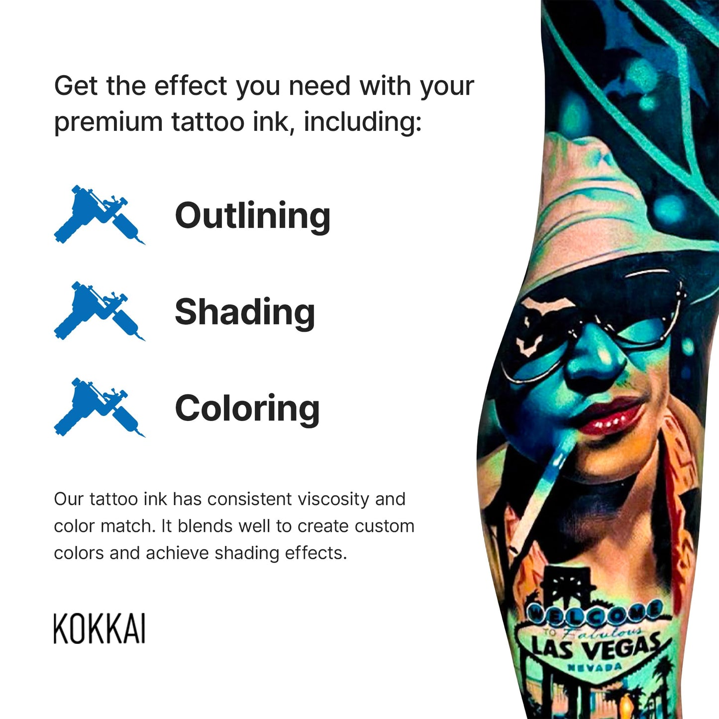 Kokkai Sumi Tattoo Ink, Premium Quality, Precision Medium Viscosity, Rich Hue, Quick Healing, Acrylic-Free, Water-Based, Ready-to-Use Ink for Precision Tattooing (Sea Dragon Green, 0.5 oz)