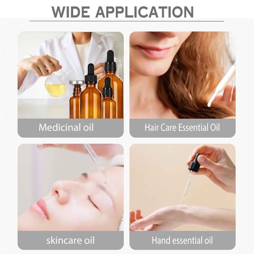 ALIFEIA 2 oz Amber Glass Dropper Bottles,4 Pack 60ml Empty Reusable Leak Proof Thick Tincture Bottles for Essential Oils,Hair Oil,Liquids,Laboratory,Pharmacist Bottle,Massage,Perfumery Aromatherapy