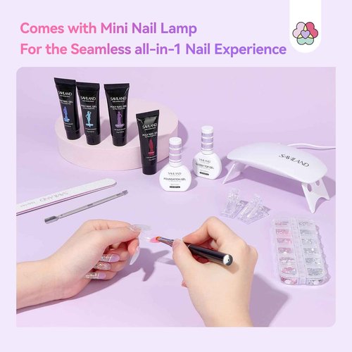 SAVILAND Poly Gel Nail Kit for Beauty Gift: 36 Poly Gel Nail Colors with Slip Solution Mini U V Lamp Curing Light All-in-1 Starter Kit for Quick Extension Home Salon DIY, Manicure Set Supplies Tools