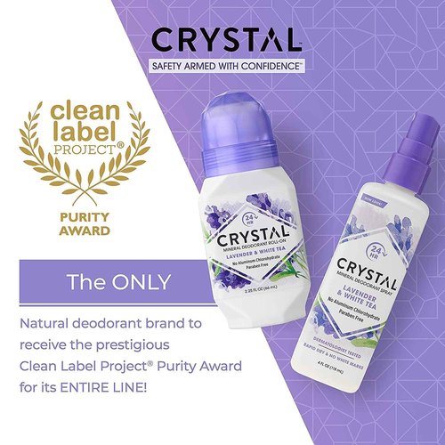 CRYSTAL Deodorant Mineral Deodorant Roll-On, Lavender & White Tea 2.25 oz (Pack of 5) SG_B002F8I8VS_US