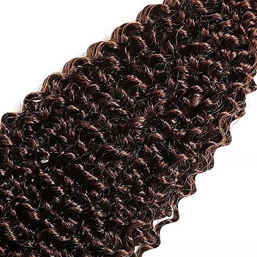 Curly Wave Bundles Human Hair 24 Inch Color #4 Chocolate Brown Single Bundle Brazilian Virgin Human Hair Bundles Kinky Curly Wave 100g Per 1 Bundle Remy Hair Extensions For Black Woman