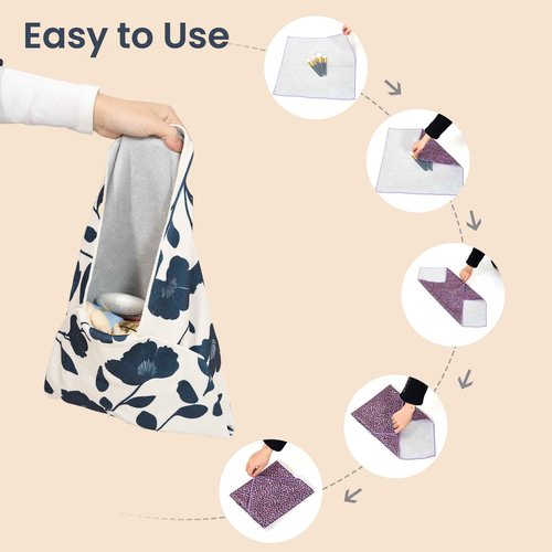 JL LET.DR.JHOME Self-Adhesive Magic Cloth Portable lazy Makeup Bag Cosmetic Pouch Widely Used for Camera Lens Wrap,Protective Cover Laptop Sleeve,Folding,Washable(17.7" X 17.7"Flower)