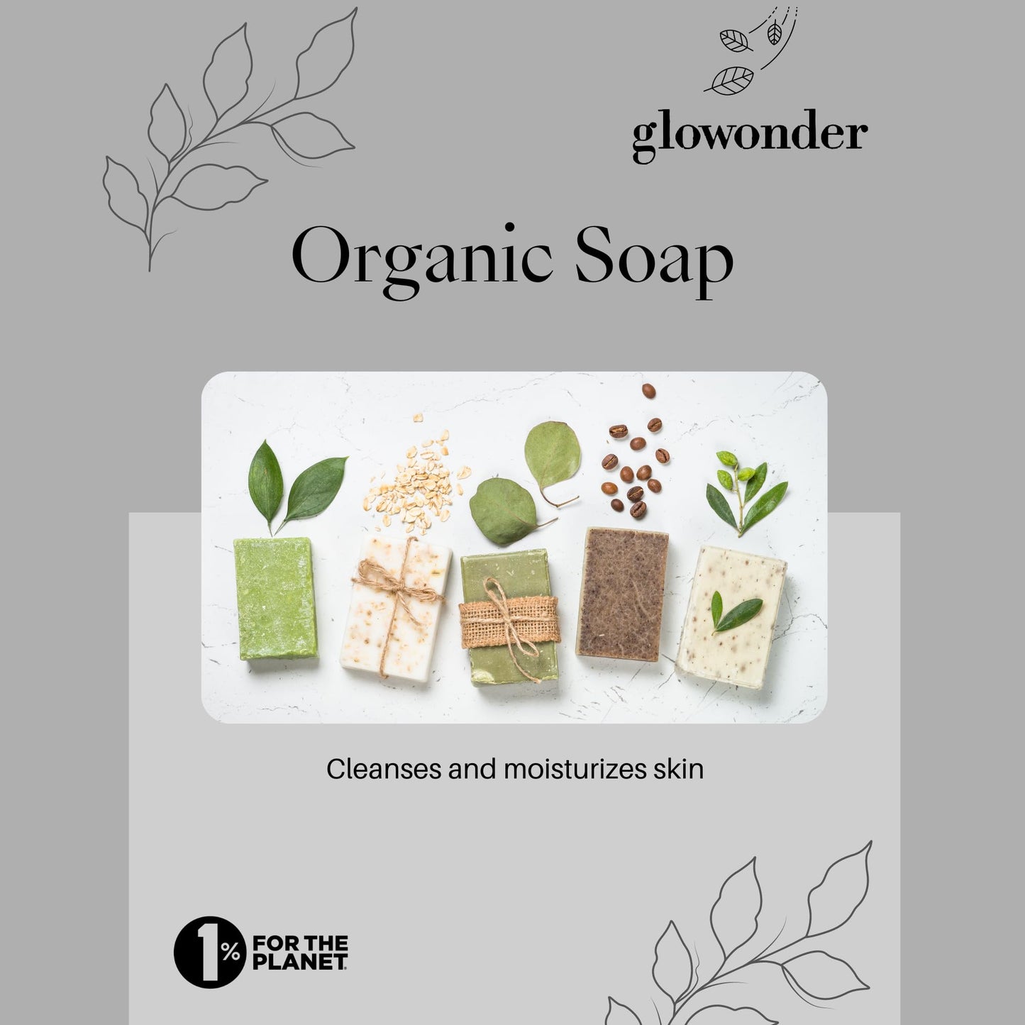 Glowonder 3 Pack Clean Cotton Handmade Organic Bar Soap for Face and Body - Moisturizing, All-Natural, Cruelty-Free - Botanical Ingredients - Shower, Bath, Hand Soaps, Gifts - 13.5 oz