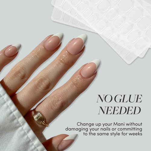 Glamnetic Press-On Nails & Adhesive Nail Tabs - Boba | Opaque Black Short Almond Nails, Reusable | 12 Sizes - 24 Nail Kit with Adhesive Tabs