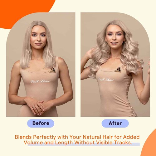Full Shine Tape in Hair Extensions Human Hair 16 Inch Tape Extensions Real Human Hair Color 18 Ash Blonde and 613 Light Blonde Invisible Tape Ins Human Hair Extensions 50Grams 20Pcs for Party