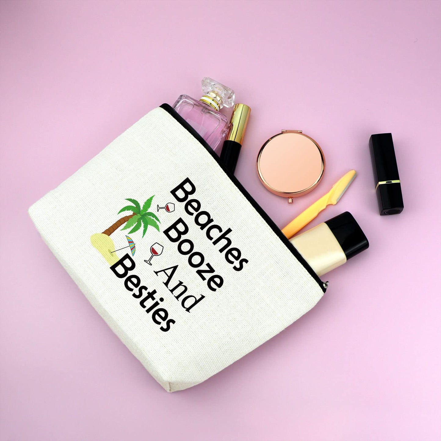 2 Pieces Beach Lover Gifts for Women Beach Makeup Bag Funny Vacation Gifts Cosmetic Bag Beach Themed Gifts for Women Besties Birthday Christmas Graduation Gifts for Beach Lover Travel Makeup Pouch